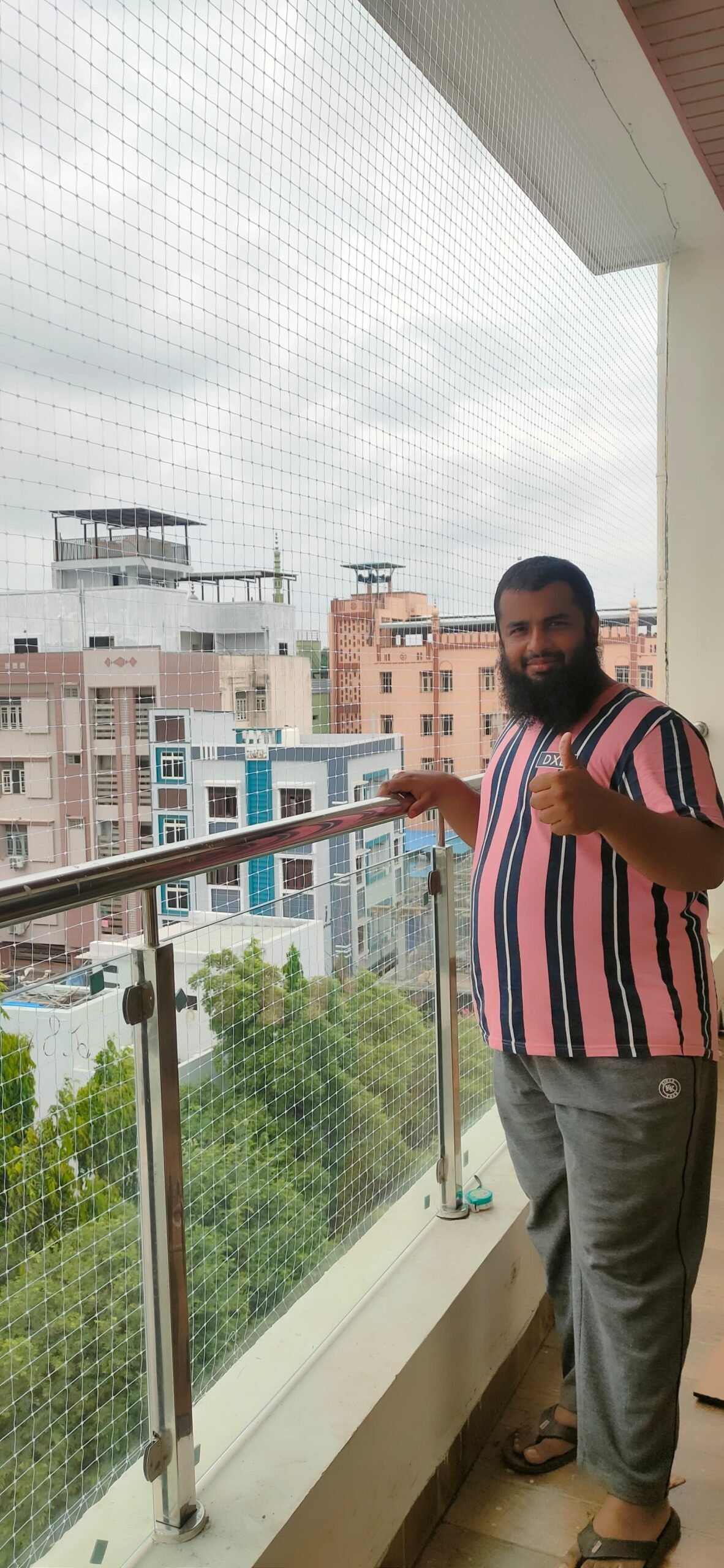 Anti bird net installation in Hyderabad apartment balcony