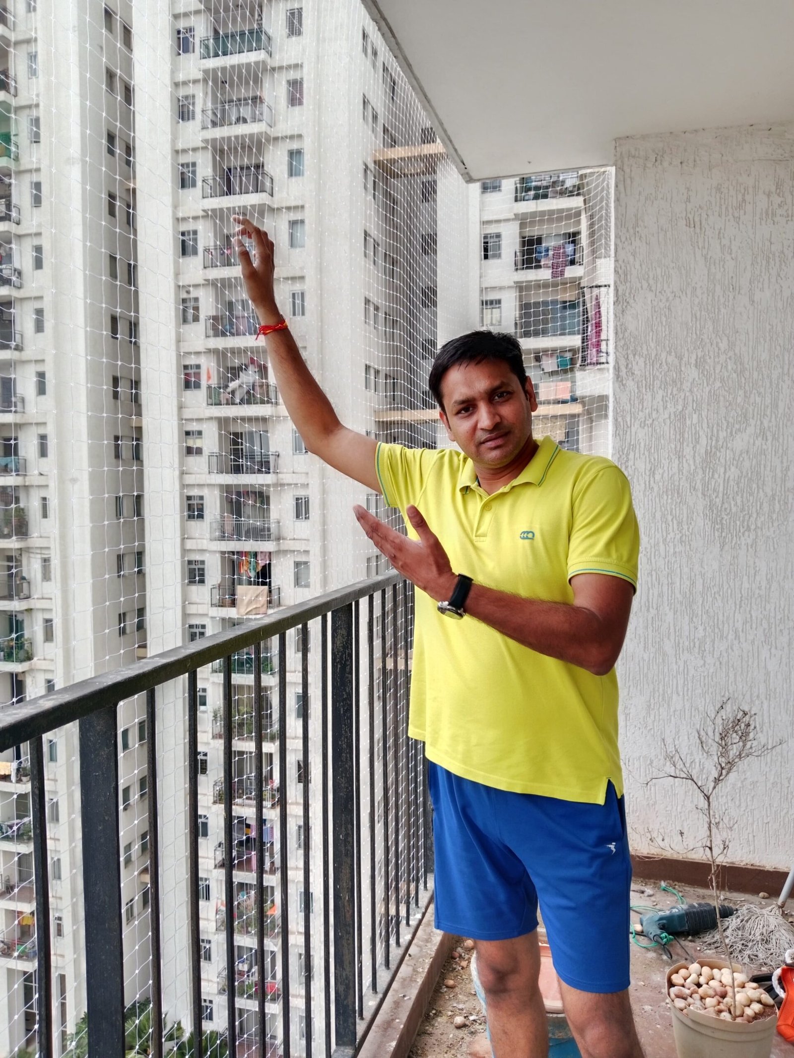 Balcony nets in Hyderabad installation safety net Feather Guard